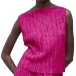 Zara Fuschia Pink Pleated Top(Size Large)